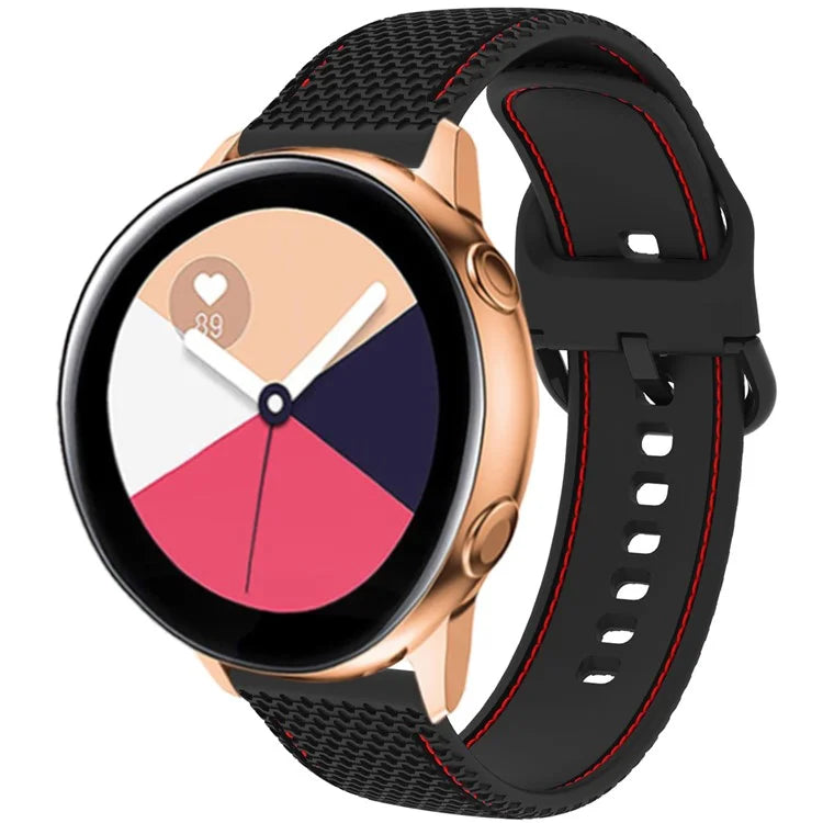 For Samsung Galaxy Watch3 45mm / Garmin Forerunner 265 / Venu 3 Stitching Line Silicone Watch Band 22mm Wrist Strap