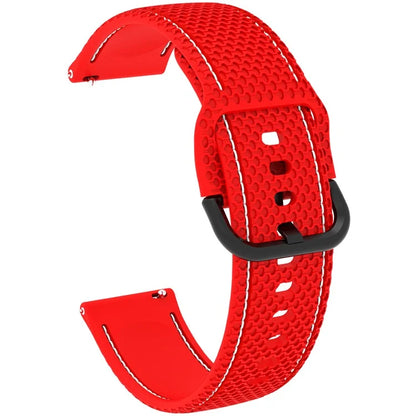 For Samsung Galaxy Watch3 45mm / Garmin Forerunner 265 / Venu 3 Stitching Line Silicone Watch Band 22mm Wrist Strap