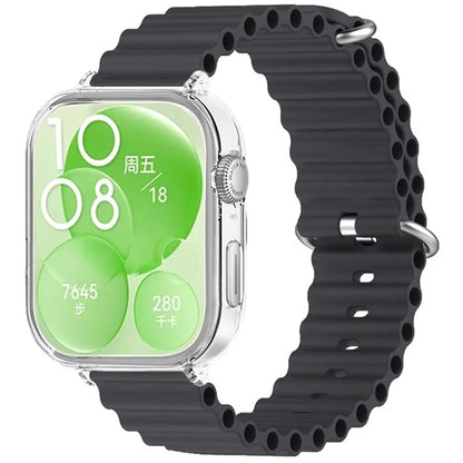 For Huawei Watch Fit 3 Silicone Strap Sports Watch Band with Transparent PC Case
