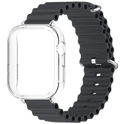 For Huawei Watch Fit 3 Silicone Strap Sports Watch Band with Transparent PC Case