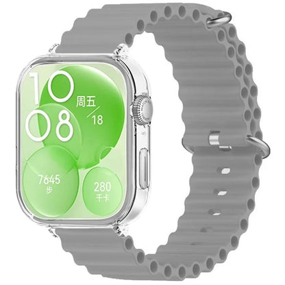 For Huawei Watch Fit 3 Silicone Strap Sports Watch Band with Transparent PC Case