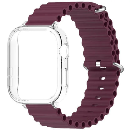For Huawei Watch Fit 3 Silicone Strap Sports Watch Band with Transparent PC Case