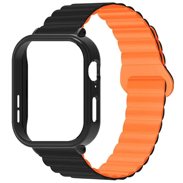 For Huawei Watch Fit 3 Silicone Strap Magnetic Watch Band with Black PC Watch Case