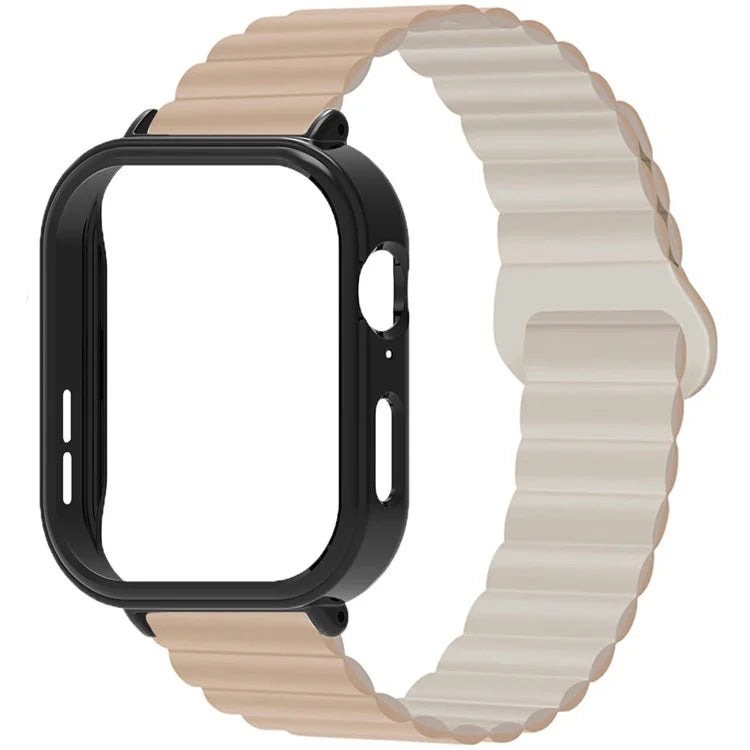For Huawei Watch Fit 3 Silicone Strap Magnetic Watch Band with Black PC Watch Case