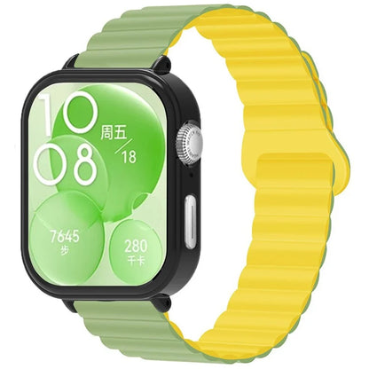 For Huawei Watch Fit 3 Silicone Strap Magnetic Watch Band with Black PC Watch Case