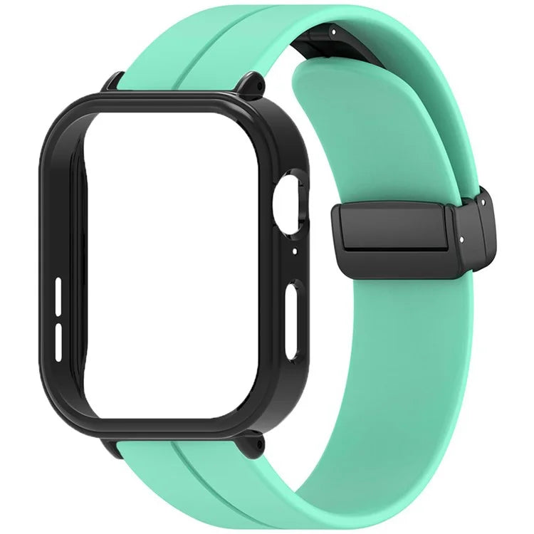 For Huawei Watch Fit 3 Magnetic Buckle Watchband Soft Silicone Watch Strap with Blackpc Watch Case