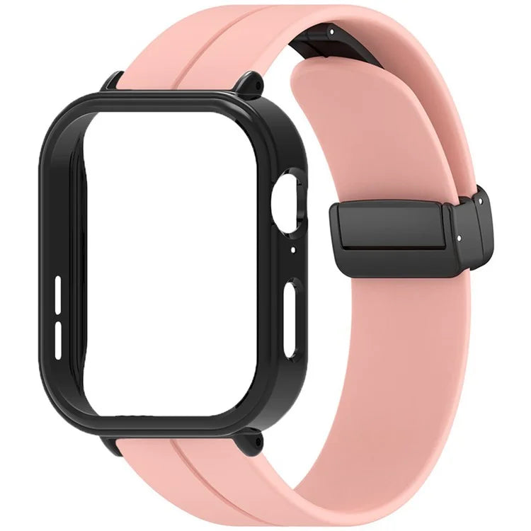 For Huawei Watch Fit 3 Magnetic Buckle Watchband Soft Silicone Watch Strap with Blackpc Watch Case