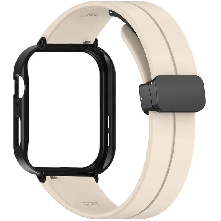 For Huawei Watch Fit 3 Magnetic Buckle Watchband Soft Silicone Watch Strap with Blackpc Watch Case