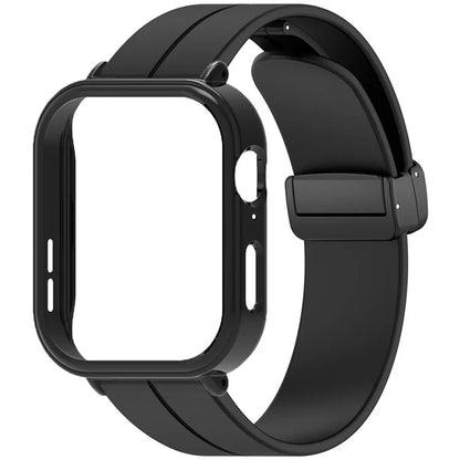 For Huawei Watch Fit 3 Magnetic Buckle Watchband Soft Silicone Watch Strap with Blackpc Watch Case