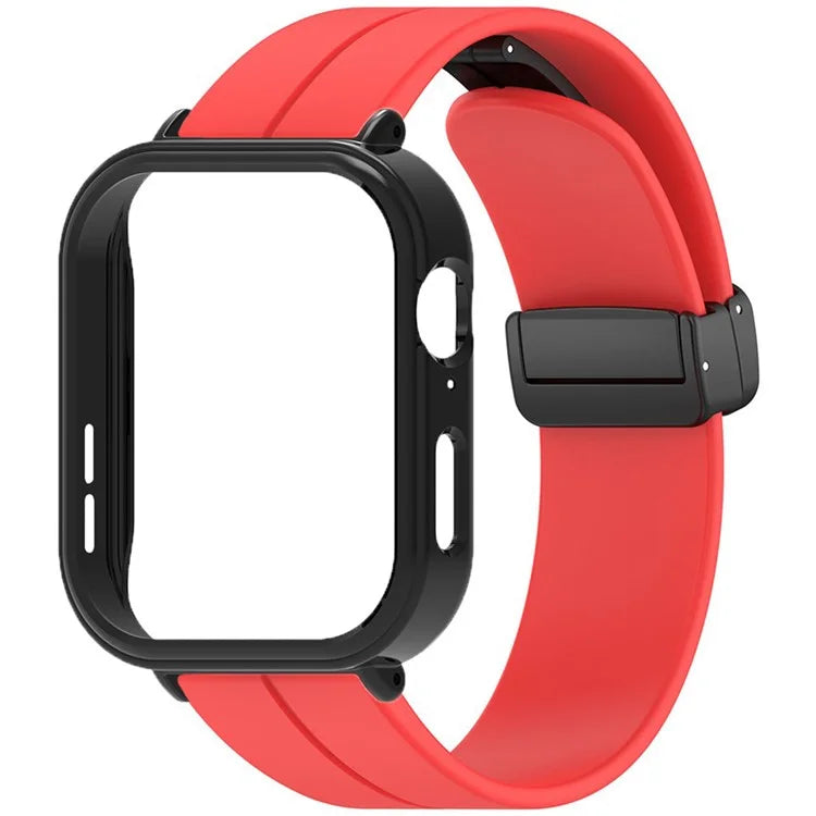 For Huawei Watch Fit 3 Magnetic Buckle Watchband Soft Silicone Watch Strap with Blackpc Watch Case