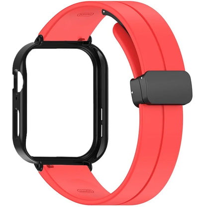 For Huawei Watch Fit 3 Magnetic Buckle Watchband Soft Silicone Watch Strap with Blackpc Watch Case
