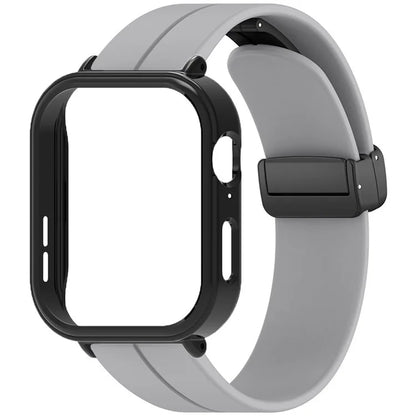 For Huawei Watch Fit 3 Magnetic Buckle Watchband Soft Silicone Watch Strap with Blackpc Watch Case