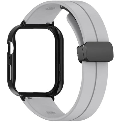For Huawei Watch Fit 3 Magnetic Buckle Watchband Soft Silicone Watch Strap with Blackpc Watch Case