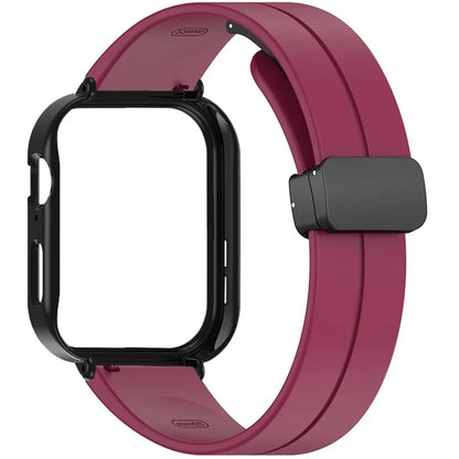 For Huawei Watch Fit 3 Magnetic Buckle Watchband Soft Silicone Watch Strap with Blackpc Watch Case