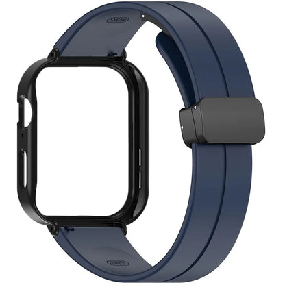 For Huawei Watch Fit 3 Magnetic Buckle Watchband Soft Silicone Watch Strap with Blackpc Watch Case