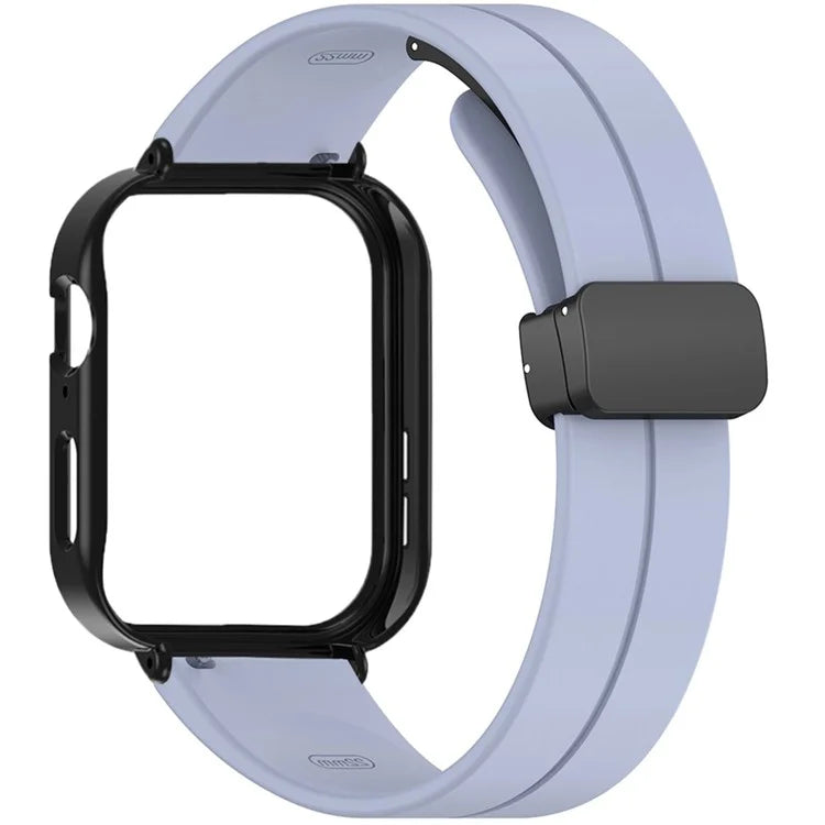 For Huawei Watch Fit 3 Magnetic Buckle Watchband Soft Silicone Watch Strap with Blackpc Watch Case