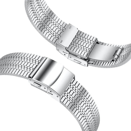 For Huami Amazfit 2 Stratos Watch Band Stainless Steel Strap Folding Clasp Buckle - Silver