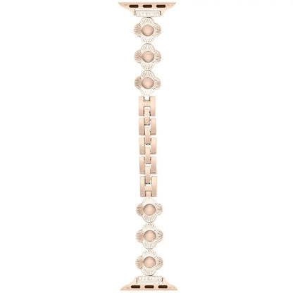 For Apple Watch Series 10 42mm / 9 8 7 41mm / SE (2023) SE (2022) SE 6 5 4 40mm / 3 2 1 38mm Plum Blossom Quick Release Metal Bracelet Watch Strap