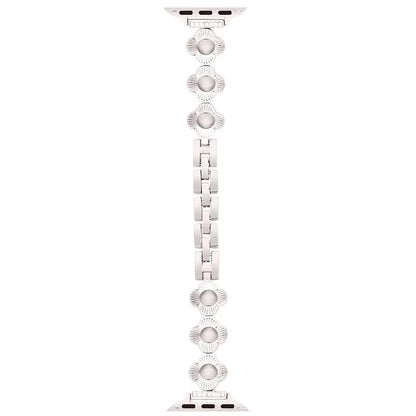 For Apple Watch Series 10 42mm / 9 8 7 41mm / SE (2023) SE (2022) SE 6 5 4 40mm / 3 2 1 38mm Plum Blossom Quick Release Metal Bracelet Watch Strap