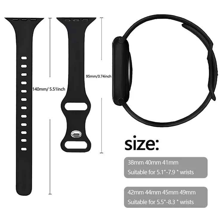For Apple Watch 10 46mm / Ultra 2 / Ultra 49mm / 9 8 7 45mm / SE (2023) SE (2022) SE 6 5 4 44mm / 3 2 1 42mm Silicone Watch Band