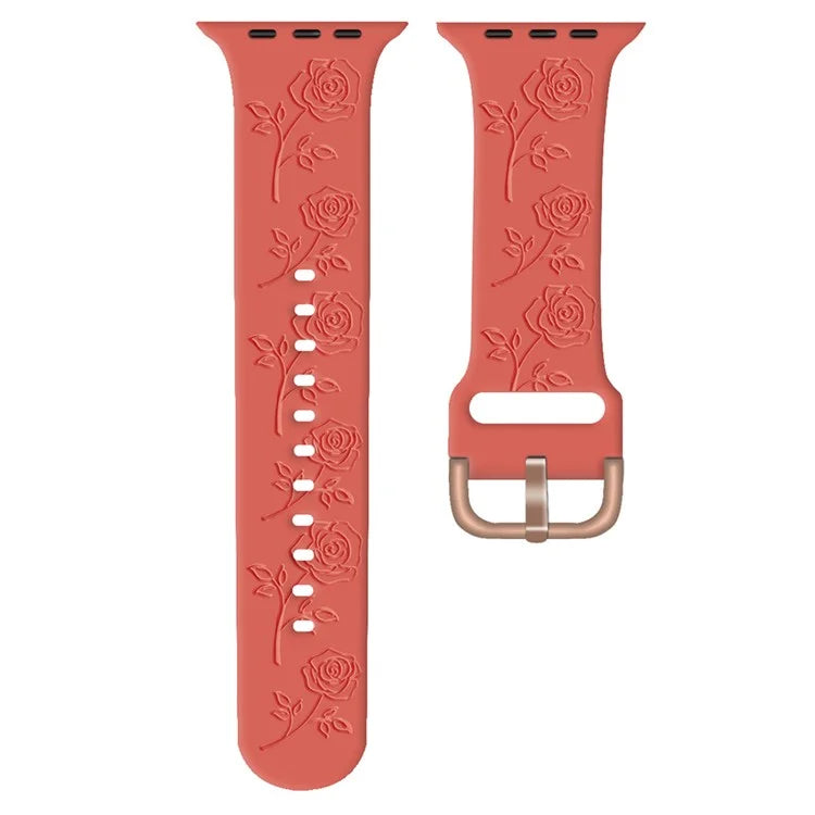 For Apple Watch 10 46mm / Ultra 2 / Ultra 49mm / 9 8 7 45mm / SE (2023) SE (2022) SE 6 5 4 44mm / 3 2 1 42mm Rose Silicone Band