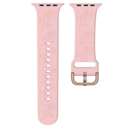 For Apple Watch 10 46mm / Ultra 2 / Ultra 49mm / 9 8 7 45mm / SE (2023) SE (2022) SE 6 5 4 44mm / 3 2 1 42mm Rose Silicone Band