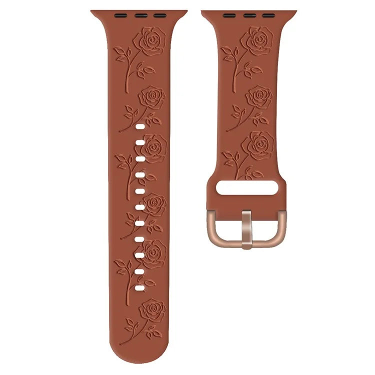 For Apple Watch 10 46mm / Ultra 2 / Ultra 49mm / 9 8 7 45mm / SE (2023) SE (2022) SE 6 5 4 44mm / 3 2 1 42mm Rose Silicone Band