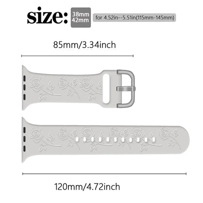 For Apple Watch Series 10 42mm / 9 8 7 41mm / SE (2023) SE (2022) SE 6 5 4 40mm / 3 2 1 38mm Strap Rose Silicone Watch Band
