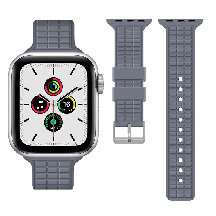 For Apple Watch Series 10 42mm / 9 8 7 41mm / SE (2023) SE (2022) SE 6 5 4 40mm / 3 2 1 38mm Strap Grid Pattern Silicone Watch Band
