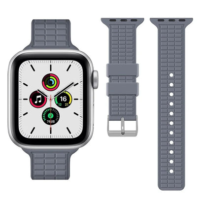 For Apple Watch Series 10 42mm / 9 8 7 41mm / SE (2023) SE (2022) SE 6 5 4 40mm / 3 2 1 38mm Strap Grid Pattern Silicone Watch Band