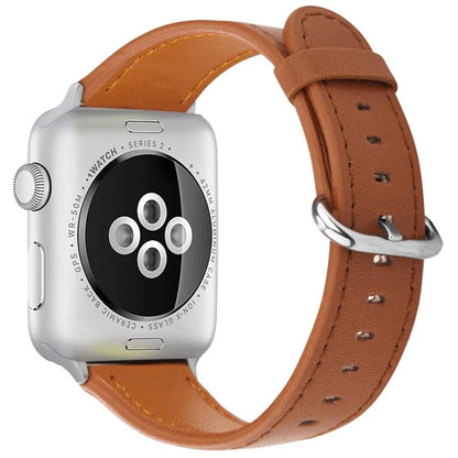 For Apple Watch 10 46mm / Ultra 2 / Ultra 49mm / 9 8 7 45mm / SE (2023) SE (2022) SE 6 5 4 44mm / 3 2 1 42mm Genuine Cow Leather Strap