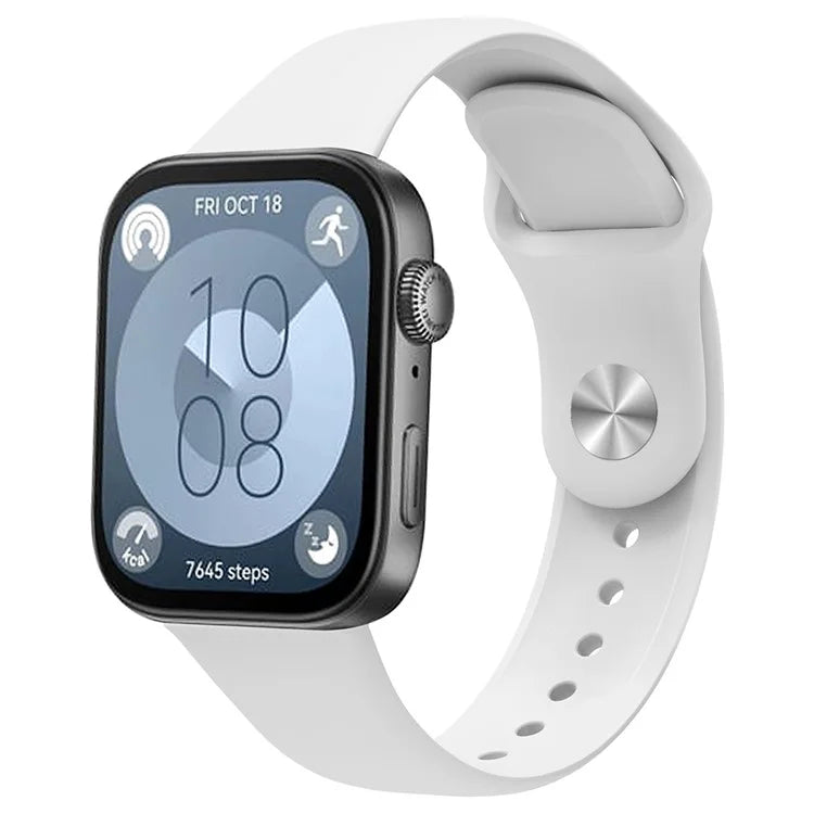 For Huawei Watch Fit 3 Replacement Strap Silicone Watch Band with Silver Buckle