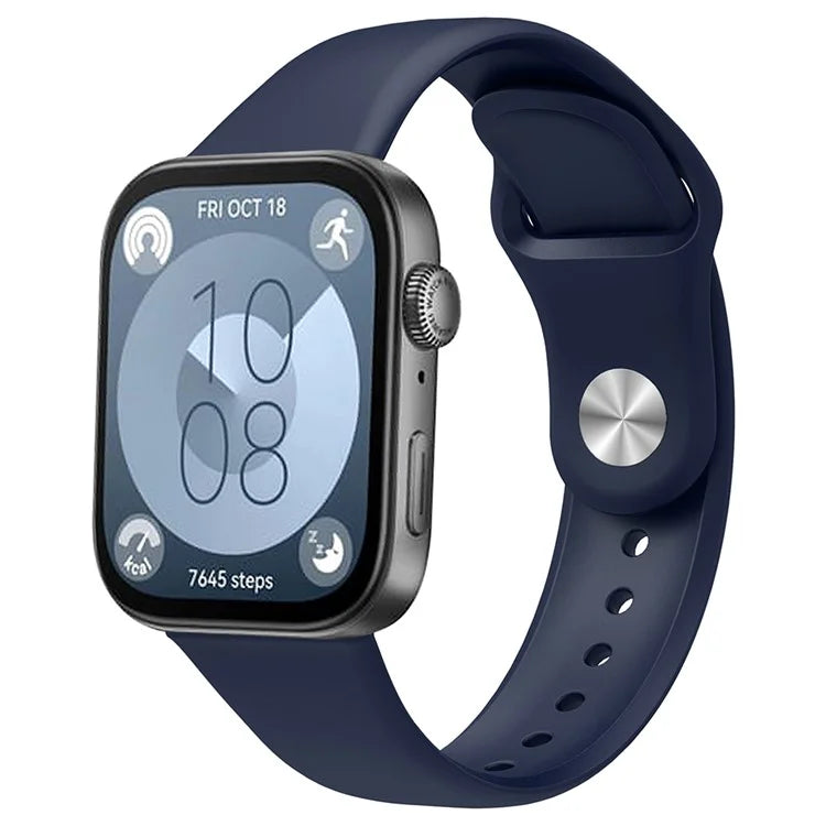 For Huawei Watch Fit 3 Replacement Strap Silicone Watch Band with Silver Buckle