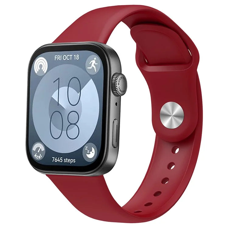 For Huawei Watch Fit 3 Replacement Strap Silicone Watch Band with Silver Buckle