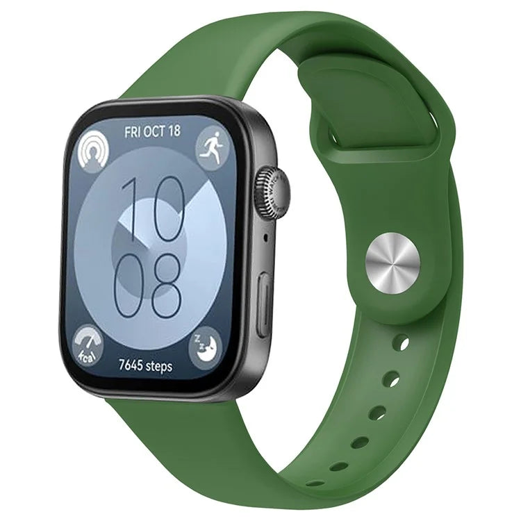 For Huawei Watch Fit 3 Replacement Strap Silicone Watch Band with Silver Buckle