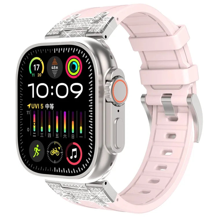 For Apple Watch 10 46mm / Ultra 2 / Ultra 49mm / 9 8 7 45mm / SE (2023) SE (2022) SE 6 5 4 44mm / 3 2 1 42mm Rhinestone Watch Band