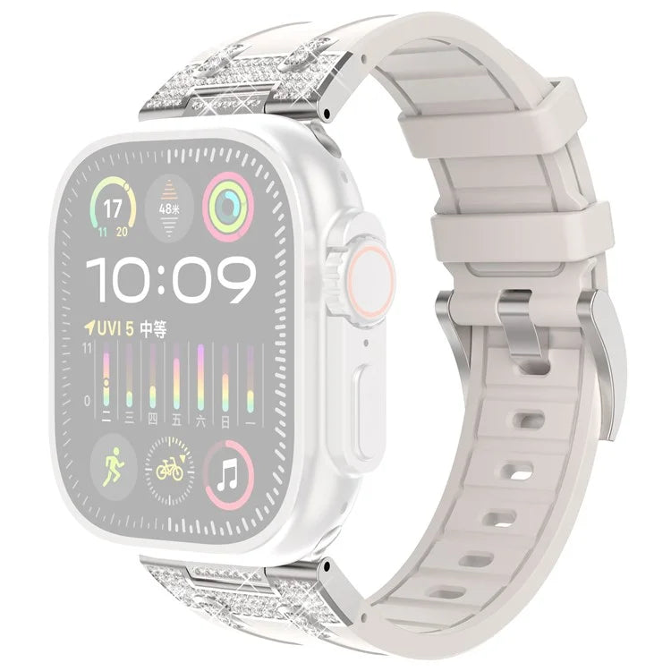For Apple Watch 10 46mm / Ultra 2 / Ultra 49mm / 9 8 7 45mm / SE (2023) SE (2022) SE 6 5 4 44mm / 3 2 1 42mm Rhinestone Watch Band