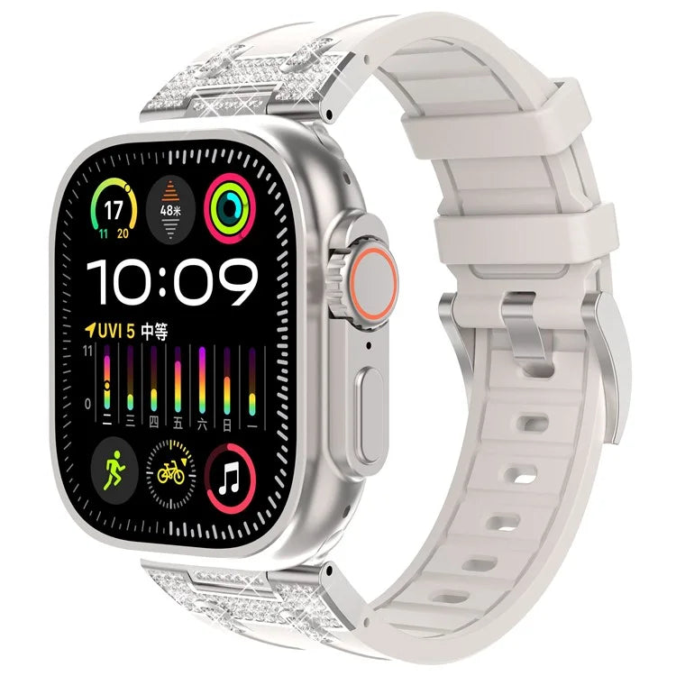 For Apple Watch 10 46mm / Ultra 2 / Ultra 49mm / 9 8 7 45mm / SE (2023) SE (2022) SE 6 5 4 44mm / 3 2 1 42mm Rhinestone Watch Band