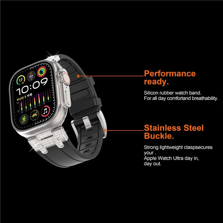 For Apple Watch 10 46mm / Ultra 2 / Ultra 49mm / 9 8 7 45mm / SE (2023) SE (2022) SE 6 5 4 44mm / 3 2 1 42mm Rhinestone Watch Band