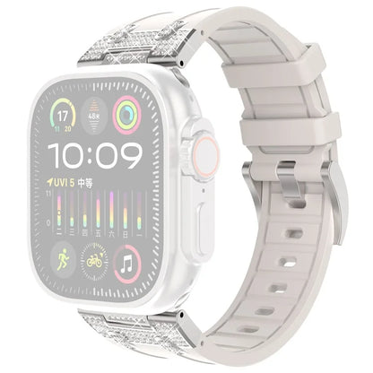 For Apple Watch Series 10 42mm / 9 8 7 41mm / SE (2023) SE (2022) SE 6 5 4 40mm / 3 2 1 38mm Rhinestone Silicone Rubber Strap