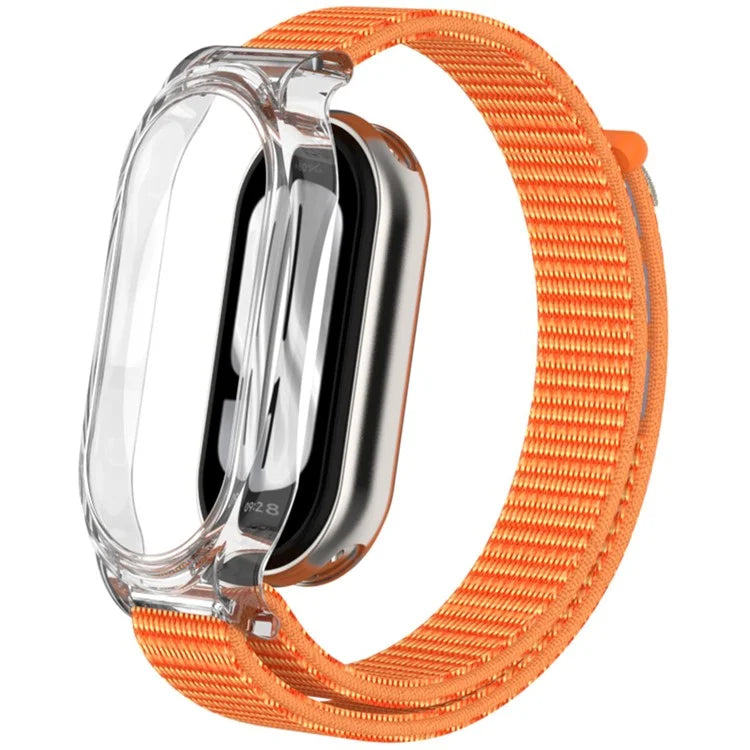 For Xiaomi Mi Band 9 / Smart Band 8 Watch Band Nylon Loop Wrist Strap with PC Watch Case