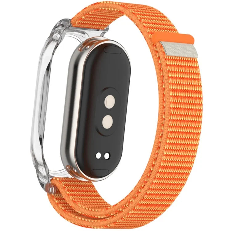 For Xiaomi Mi Band 9 / Smart Band 8 Watch Band Nylon Loop Wrist Strap with PC Watch Case