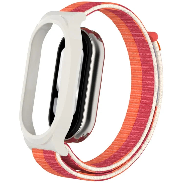 For Xiaomi Mi Band 9 / Smart Band 8 Watch Band Nylon Loop Wrist Strap with PC Watch Case
