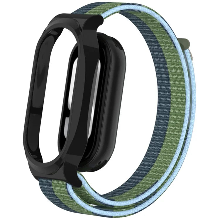 For Xiaomi Mi Band 9 / Smart Band 8 Watch Band Nylon Loop Wrist Strap with PC Watch Case