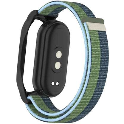 For Xiaomi Mi Band 9 / Smart Band 8 Watch Band Nylon Loop Wrist Strap with PC Watch Case