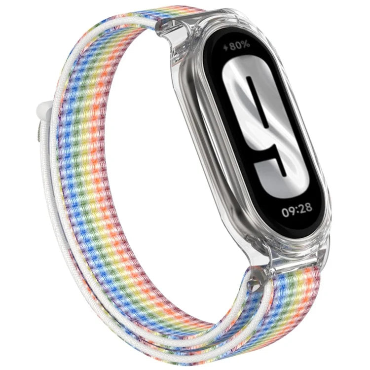 For Xiaomi Mi Band 9 / Smart Band 8 Watch Band Nylon Loop Wrist Strap with PC Watch Case