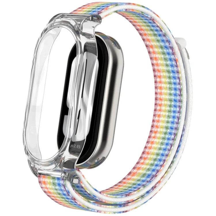 For Xiaomi Mi Band 9 / Smart Band 8 Watch Band Nylon Loop Wrist Strap with PC Watch Case