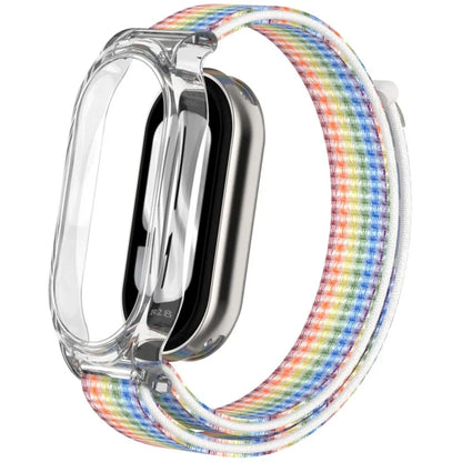 For Xiaomi Mi Band 9 / Smart Band 8 Watch Band Nylon Loop Wrist Strap with PC Watch Case