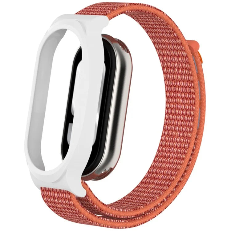 For Xiaomi Mi Band 9 / Smart Band 8 Watch Band Nylon Loop Wrist Strap with PC Watch Case