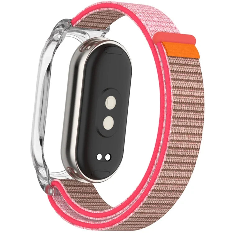 For Xiaomi Mi Band 9 / Smart Band 8 Watch Band Nylon Loop Wrist Strap with PC Watch Case